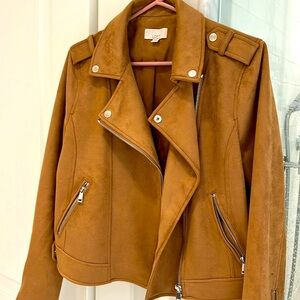 Faux leather camel jacket.